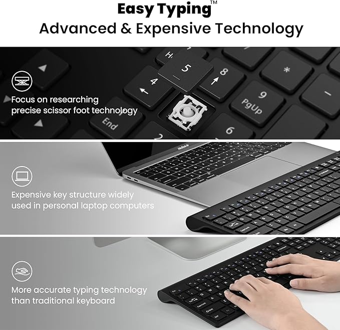cimetech Wireless Keyboard and Mouse Combo, 2.4G USB Full Size Wireless Computer Keyboard and Adjustable Mouse for Computer/Laptop/PC/Mac/Windows - Black