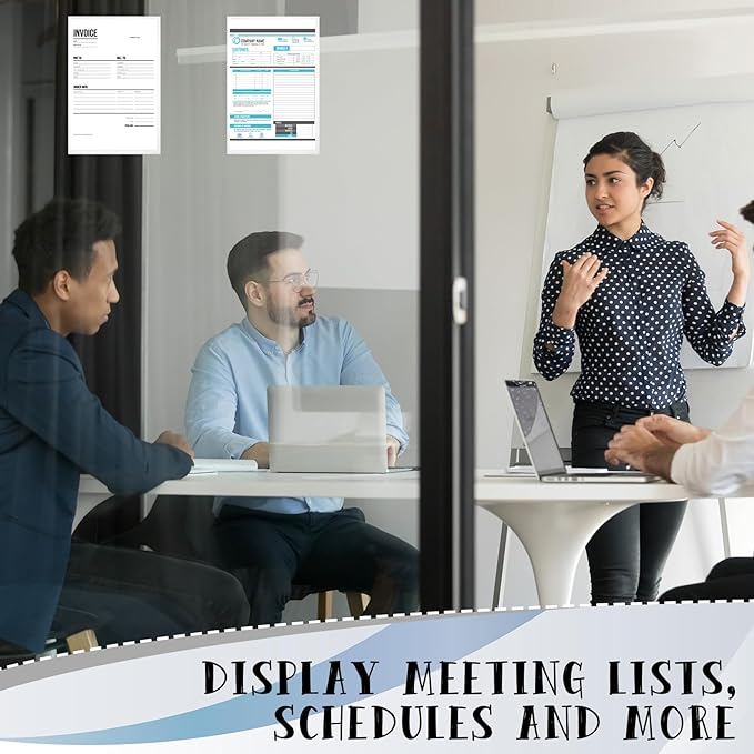 Gueevin 100 Pcs 4 x 6 Inch Self Adhesive Display Pockets Peel and Stick Clear Paper Sleeves Wall and Door Communication Clear Adhesive Sheet Protector Letter Size Plastic Sheet Protectors