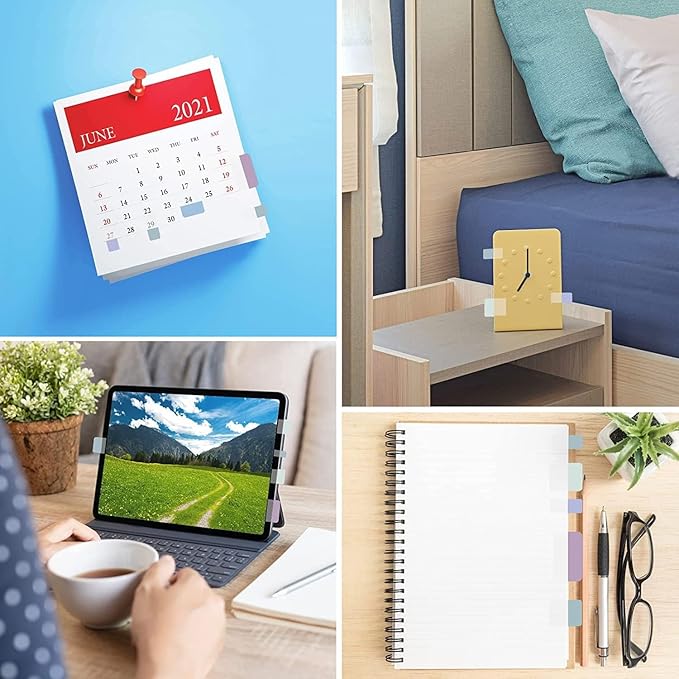 420 Pcs Sticky Index Tabs, 0.47/0.98/1.77 Inch Colored Book Sticky Tabs, Writable and Repositionable File Tabs Flags for Books, Binders and File Folders (Morandi) Index Tabs