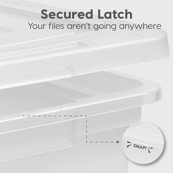 IRIS USA File Box File Organizer Plastic File Box for Letter/Legal File, BPA-Free Plastic Storage Bin Tote Organizer with Durable and Secure Latching Lid, Stackable and Nestable, Black 35 Qt. 1Pack