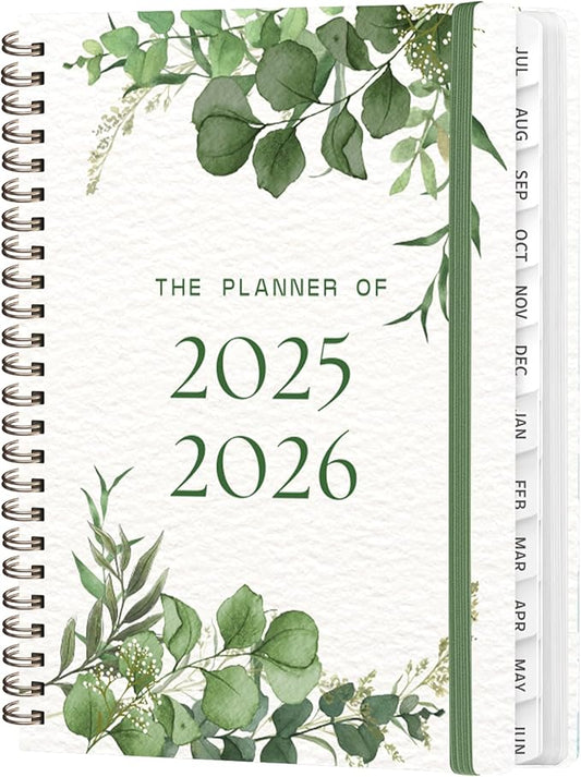 Planner 2025-2026 for Women & Men, Weekly and Monthly Calendar Notebook (July 2025 - June 2026), Hardcover Spiral Bound School Teacher Student Planner with Tabs, Inner Pocket, A5 (6.3" x 8.5")