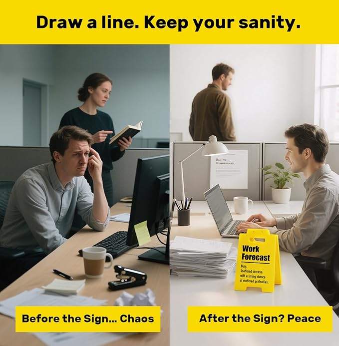 Work Forecast Desk Sign – Funny Office Decor with Sarcastic Humor, Workspace Accessory for Work, Cool Coworker Gift, Sign for Daily Laughs