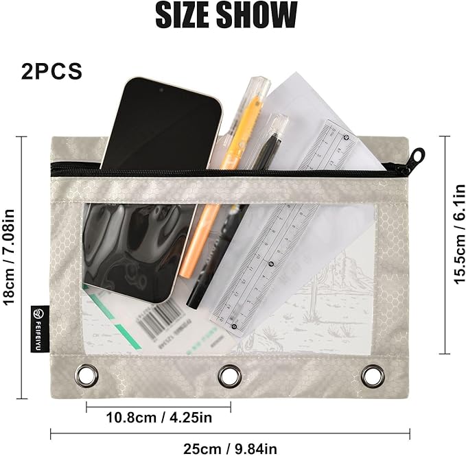 ZAZYXTJ Personalized Western Cowboy Binder Pencil Pouchs 3 Ring with Zipper Clear Window Office Organizers bag for School Students Teacher Supplies 2 Pack