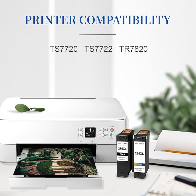 Higher Capacity PG-285XL CL-286XL Ink Cartridges Replacement for Canon PG-285 XL CL-286 XL 285 286 Combo Pack Compatible PIXMA TS7720 TR7820 TS7722 TR 7820 TS 7720Printers (BK 400pages CL, 400pages)