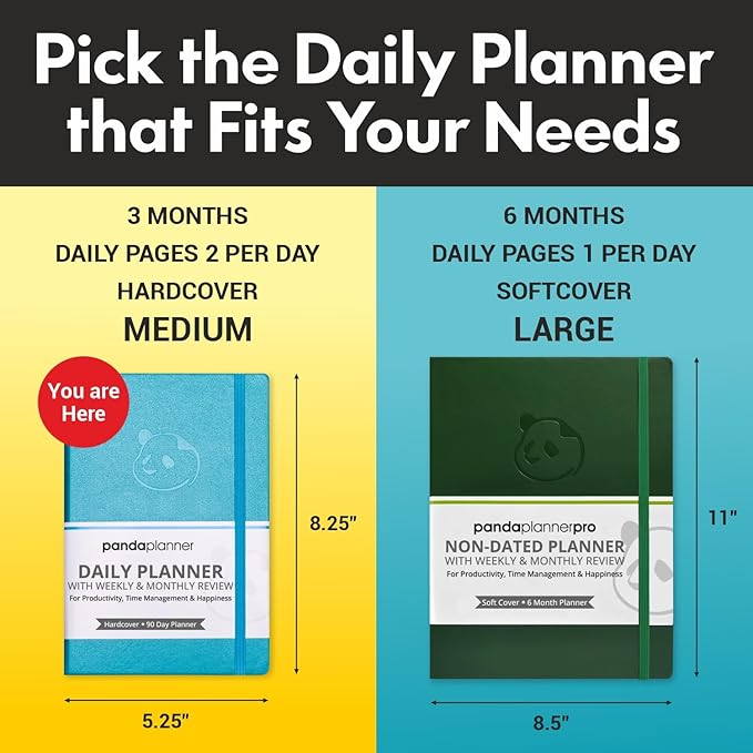 Panda Planner Classic A5 Daily Planner 2026 – Undated Quarterly Planner & Daily Task Planner with Hourly Schedule, To Do List, Goal Planner, Habit Tracker & Gratitude Journal for Focus & Organization – Purple