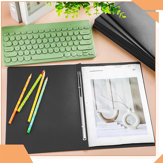 Zhanmai 15 Packs 8.5'' x 11'' Pressboard Report Covers, Metal Prong Fastener with Compressor, Letter Size 3'' Capacity Presentation Report Folder to Neatly Bind Reports, Proposals, Documents(Black)