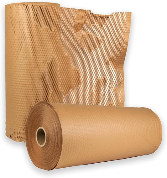 PSBM 1 Roll Honeycomb Packing Paper, 20 Inch x 1000 Feet Bubble Cushioning Wrap For Shipping Materials, Recyclable Honeycomb Paper