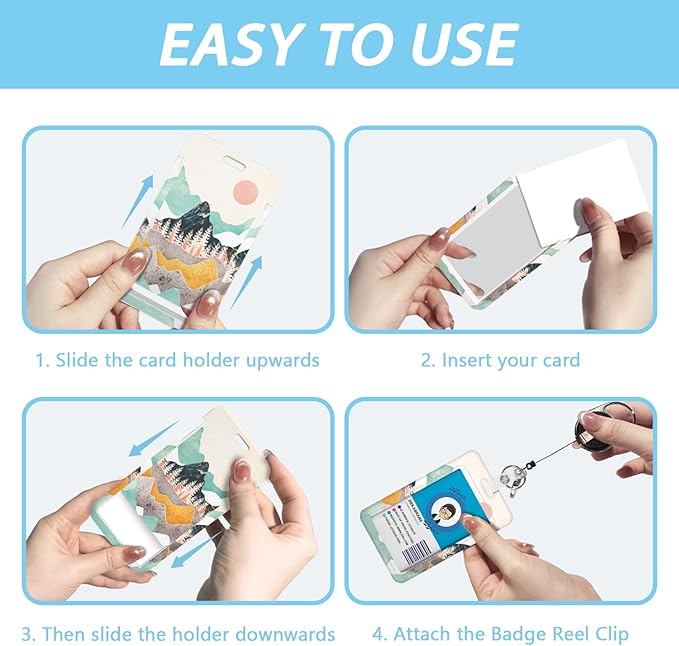 Gctriki ID Badge Holder with Lanyard, Sunrise Mountain Lanyard for Keys, Mountain Sunset Retractable Badge Reel Clip, Teacher Lanyards for ID Badges Holder, Nurse Teacher Workers Women Office Gifts