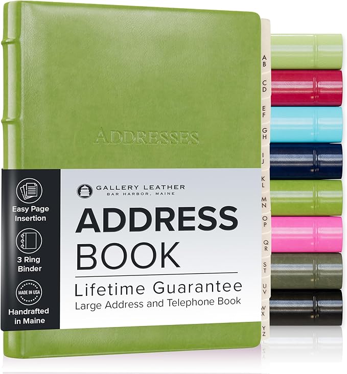 Gallery Leather Desk Address Book - 9" x 7" - Acadia Lime