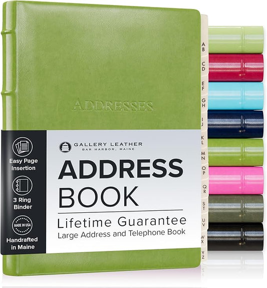 Gallery Leather Desk Address Book - 9" x 7" - Acadia Lime