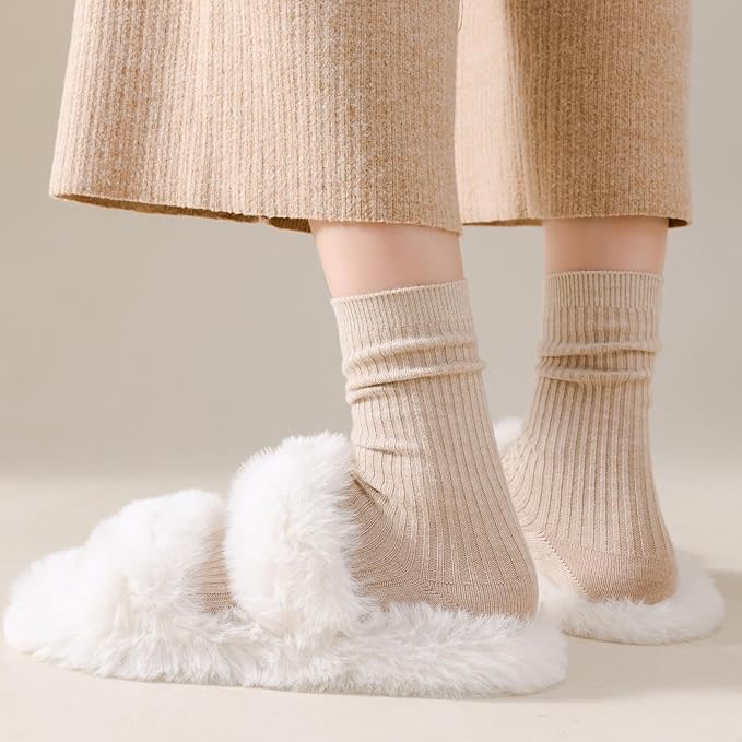 SISOSOCK 5 Pairs Fuzzy Soft Cozy Fluffy Socks for Women, Casual Warm Sleep Comfy Socks, Thick Winter Plush Gifts for Women