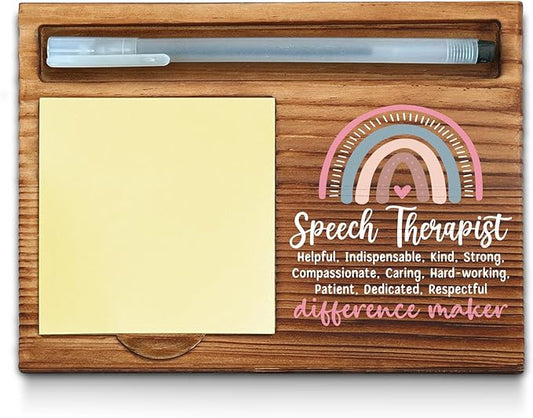 Speech Therapist Sticky Note Holder, Speech Therapist Office Decor, Speech Therapist Gifts, Speech Therapist Thank You Appreciation Gifts for Women Self-Stick Note Pad Holders WPP7