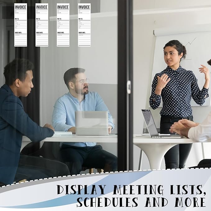 Gueevin 100 Pcs 3.15 x 10.75 Inch Self Adhesive Display Pockets Peel and Stick Clear Paper Sleeves Wall and Door Communication Clear Adhesive Sheet Protector Letter Size Plastic Sheet Protectors