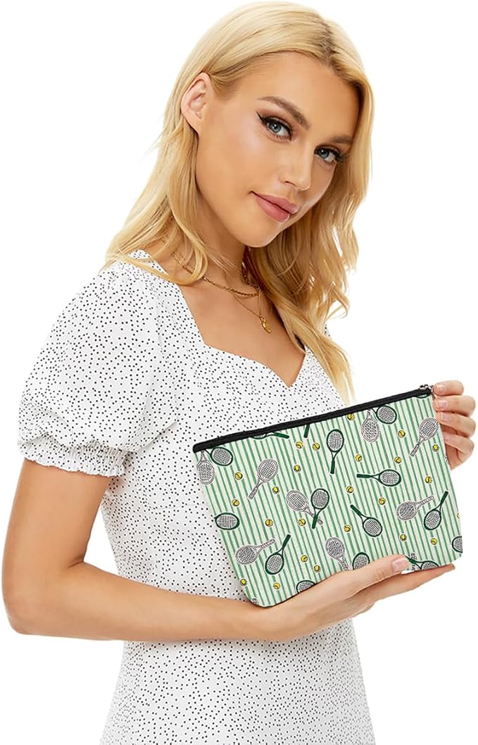 Tennis Gifts, Inspirational Tennis Makeup Bag, Tennis Accessories Tennis Gift Cosmetic Bag Toiletry Bag, Tennis Player Graduation Birthday Gifts for Women Girls Tennis Lovers Sister Best Friend