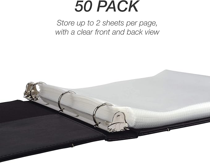 Samsill 50 Pack Standard Weight 11 Hole Clear Sheet Protectors, Acid Free Archival Safe, 8.5 x 11 inches, Top Loading