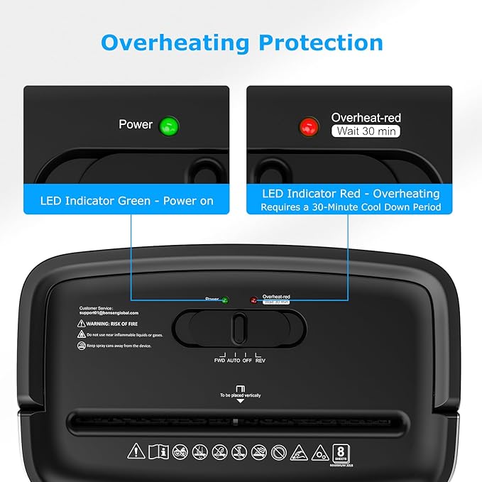 BONSEN Shredder for Home Office, 4 Gallons 8-Sheet Cross Cut Credit Card Shredder, Small Paper Shredder for Home Use, High Security Level P-4, ETL Certification (S3101)