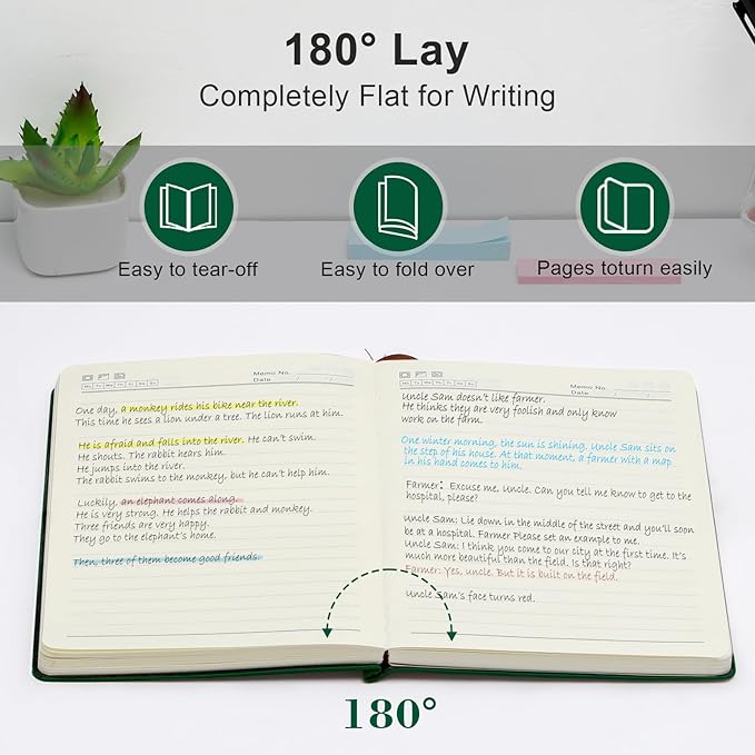 Aesthetic Lined Journal Notebook for Women,300 Pages Softcover Leather Lined Journal Notebook,300 Pages Daily Journal, College Ruled Notebook for Work School, Note Taking 5.75''X8.38'' Green