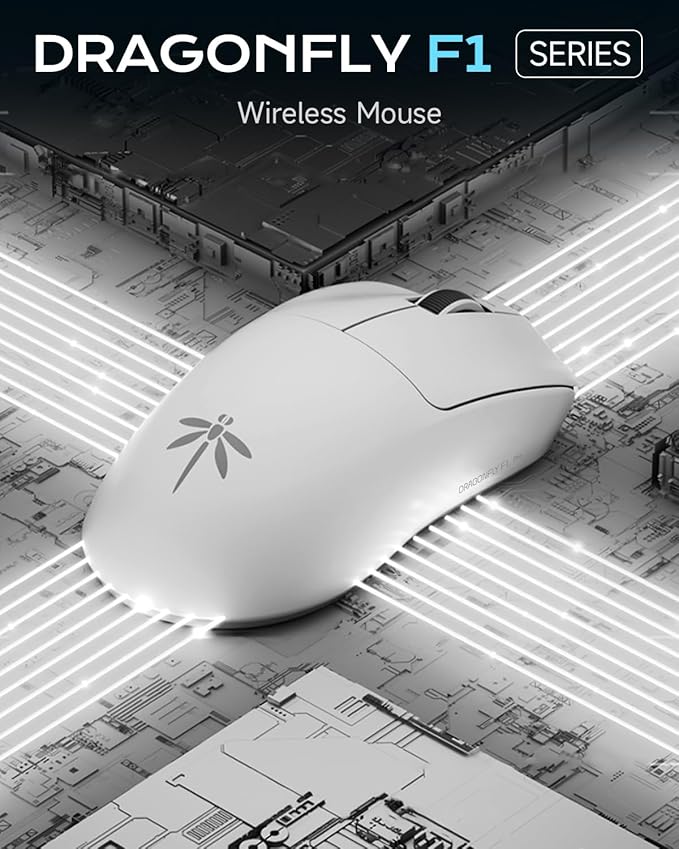 VGN Dragonfly F1 Pro Wireless Gaming Mouse - 49g Ultra-Lightweight, 26K DPI Optical Sensor, 6 Programmable Buttons, 65Hrs Battery, Esports Grade - Classic White