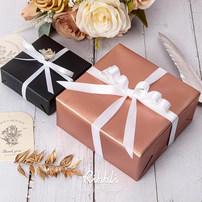 Ribbli Double Faced White Satin Ribbon,1/2” x Continuous 25 Yards,Use for Bows Bouquet,Gift Wrapping,Floral Arrangement