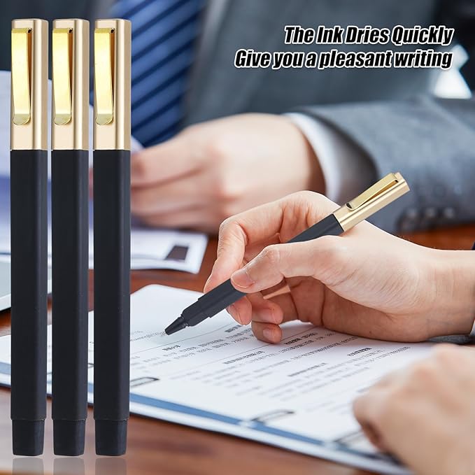 12 Pack Gel Pens Black 0.5 mm Medium Point Black Gel Ink Pens with Cap Quick Drying Ballpoint Pen Smooth Writing Fine Point Pen for Journaling School Office Supplies
