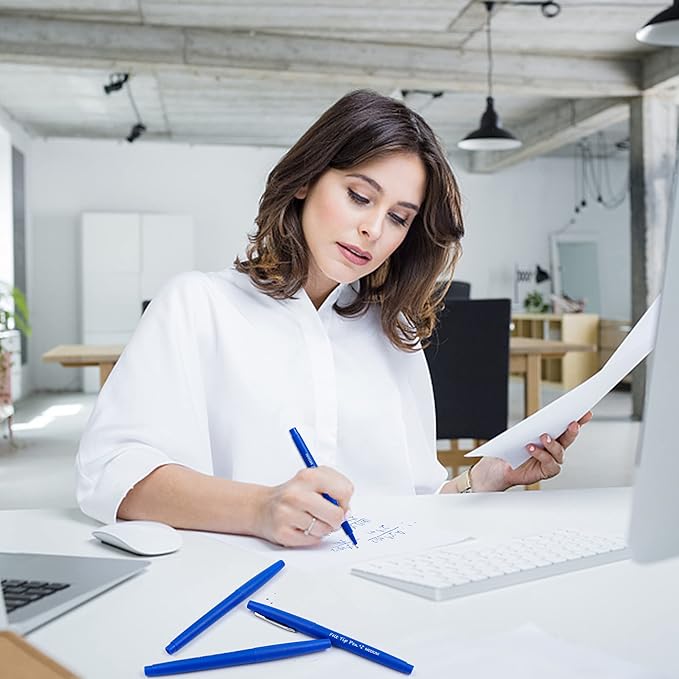 Lelix Felt Tip Pens, 15 Blue Pack, 0.7mm Medium Point, Felt Tip Markers Pens for Journaling, Writing, Note Taking, Planner, Perfect for School Office and Art Supplies