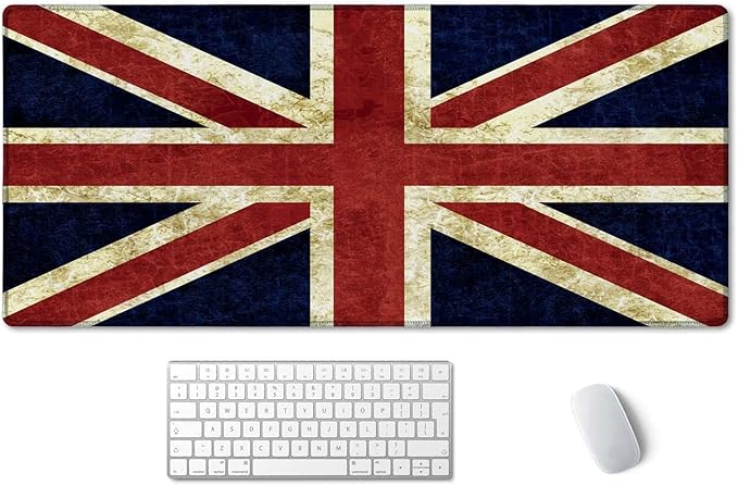 SSOIU Extended Gaming Mouse Pad (35.5x15.7 in), Large Non-Slip Rubber Base Mousepad with Stitched Edges, Waterproof Keyboard Mouse Mat Desk Pad for Work, Game, Office, Home - Flag of England
