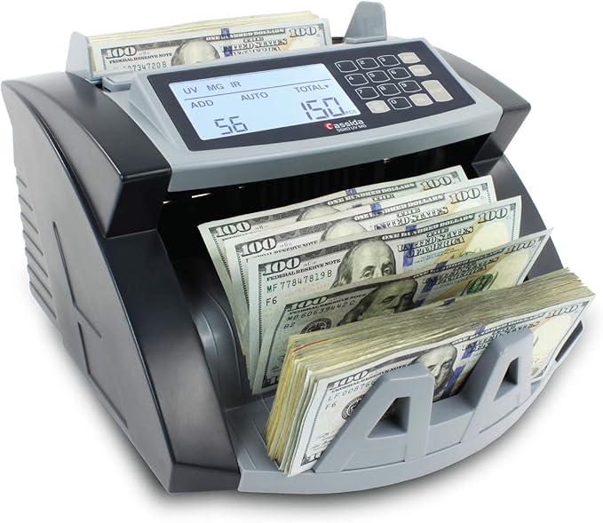 Cassida 5520 UV/MG - USA Money Counter with ValuCount, UV/MG/IR Counterfeit Detection, Add and Batch Modes - Large LCD Display & Fast Counting Speed 1,300 Notes/Minute