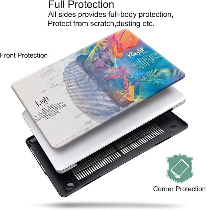 KEROM Case for MacBook Pro 16 inch 2025 2024-2021 M4 M3 M2 M1 Pro/Max Chip A3403 A3186 A2991 A2780 A2485, Cute Aesthetic Patterned Protective Plastic Hard Shell & Keyboard Cover, Left Right Brain