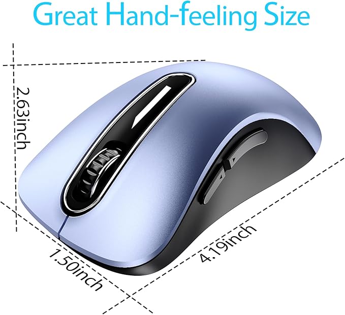 memzuoix 2.4G Wireless Mouse, 1400 DPI Mobile Optical Cordless Mouse with USB Receiver, Portable Computer Mice Wireless Mice for Laptop, PC, Desktop, MacBook, 5 Buttons (Navy Blue)