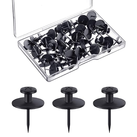 Hotop Push Pins Picture Hangers Double Headed Thumb Tacks Wall Hooks for Wall Hangings Picture Hangers Nails Small Photo Hanging Hook Pins for Home Office Photo Decor(Black,50 Pieces)