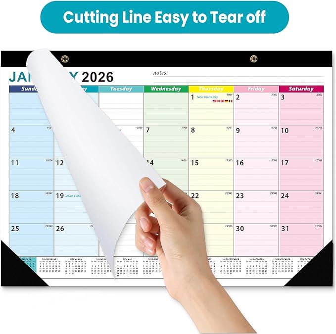 COMIX 18 Month Desk Calendar 2025-2026 (July 2025–Dec 2026) – 17" x 12" Wall calendar with To-Do List & Notes,2026 Calendar Monthly Planner for Home, School, or Office Organization