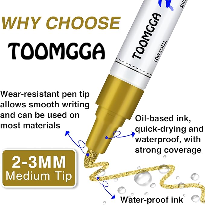 Light Green Permanent Paint Pens - 2 Pack Oil Based Paint Markers, Pens For Rock Painting Car Tyre Metal, Plastic, Canvas, Mugs, Wood, Glass, Quick Drying and Waterproof, Medium Point