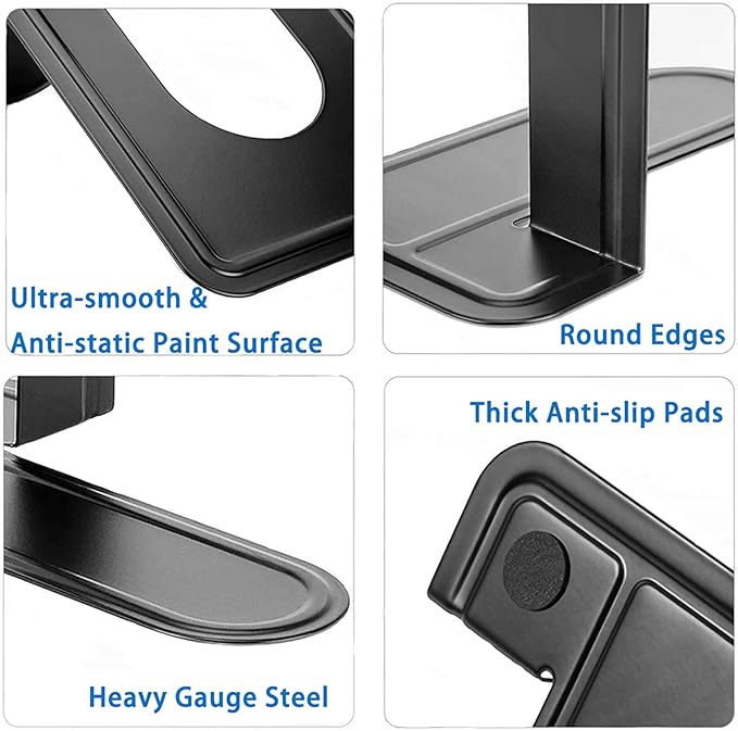 Metal Book Ends for Shelves, Book Shelf Holder Home Decorative, Book Ends for Heavy Books/Movies/CDs, Black 6.5 x 5 x 5.7 in, 4 Pair/ 8 Piece