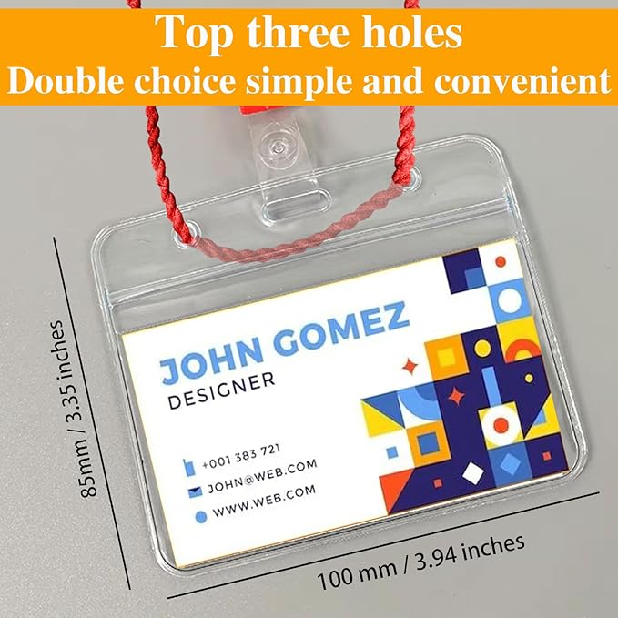 300 Pack Extra Thick Horizontal ID Badge Holder, Name Badge Holder, Name tag Holder with Waterproof Type Resealable Zip