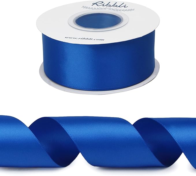 Ribbli Royal Blue Double Faced Satin Ribbon,1-1/2” x Continuous 25 Yards,Use for Bows Bouquet,Gift Wrapping,Wedding,Floral Arrangement