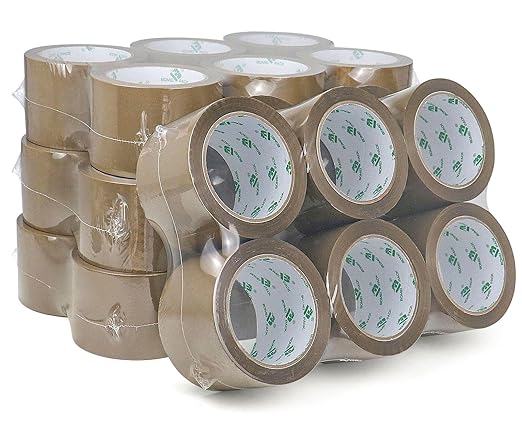 BOMEI PACK Brown Packing Tape 3 inch, 24 Refills Rolls Bulk Wide Packaging Tape for Moving, Shipping and Storage, 2.4 Mil x 60 Yards