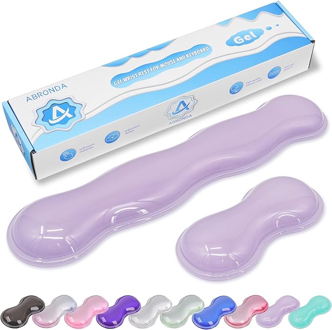Gel Wrist Rest for Keyboard and Mouse, Wrist Rest for Keyboard, Mouse Wrist Support, Pain Relief, Cool Touch, Non-Skid, Keyboard and Mouse Wrist pad Set