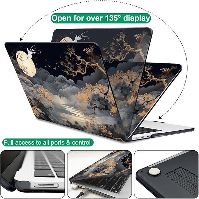 for MacBook Air 13.6 Inch Case M4 A3240 A3113 M3 A2681 M2 2025 2024 2023 2022 Release, Pattern Plastic Hard Shell Case Cover for Mac Air 13 inch M4 M3 M2 Chip Touch ID, Tide Illustration 2