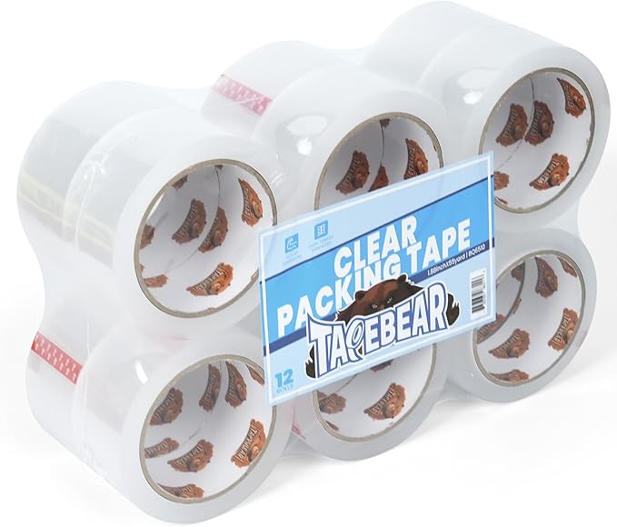 Clear Packing Tape 12 Rolls, Heavy Duty Shipping Tape 1.88 Inch x 55 Yard Packaging Tape 2.6mil Thick Transparent Tape Refills for Moving, Storage, Sealing, 660 Total Yards