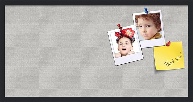 PinPix 36x18 Inch Cork Bulletin Board. This Decorative Framed Pin Board Comes with Light Stone Design and a Satin Black Frame. Ideal for Home Office Decor or Message Board (PinPix-1809)