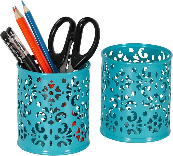 EasyPAG Pen Holder Metal Pencil Holder Cup Pencil Cup Holder for Desk Office Pen Organizer,Dark Teal
