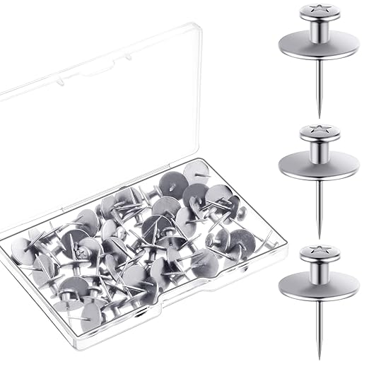 Push Pins Picture Hangers Double Headed Thumb Tacks Wall Hooks for Wall Hangings Picture Hangers Nails Small Photo Hanging Hook Pins for Home Office Photo Decor(Silver,25 Pieces)