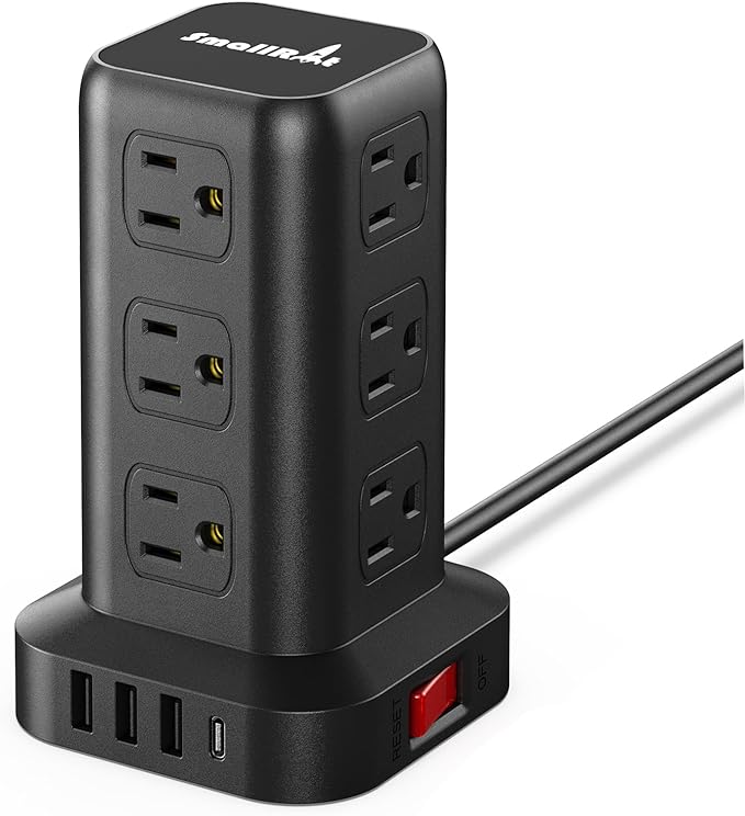 PD 20W USB C Surge Protector, Mini Power Strip Tower Travel 12 AC 4 USB Power Strip with USB Ports 6.5FT Overload Protection for Home Office