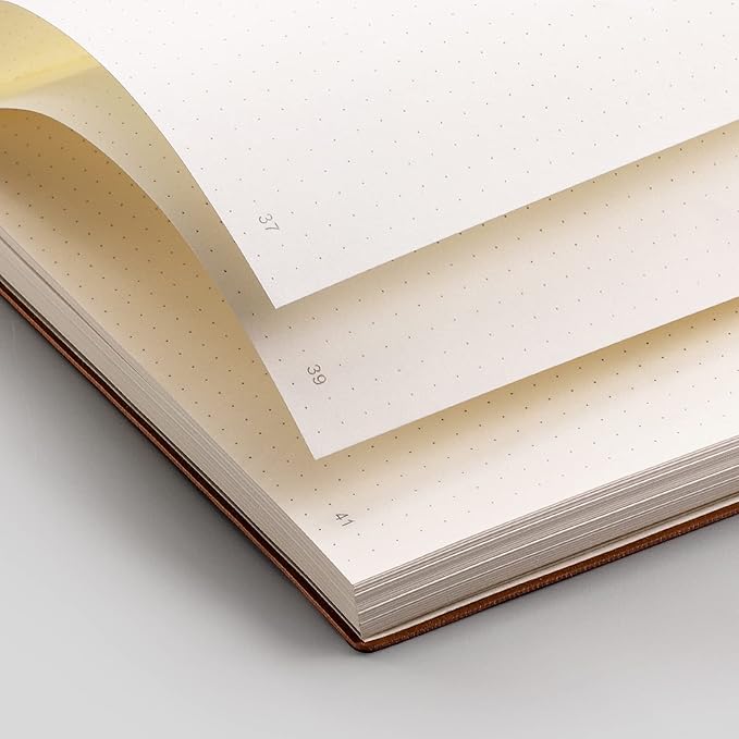 EMSHOI Dotted Journal Bullet Notebook, B5 Large Softcover Leather Journal, 192 Numbered Pages 100gsm Thick Dot Grid Notebook for Drawing Women Men Work School Supplies, 7.48"x10.15"-Black