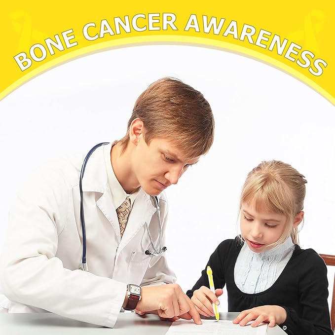 Yexiya 100 Pcs Childhood Cancer Awareness Ribbon Pen Bulk 1.0 mm Childhood Cancer Awareness Items Yellow Ribbon Retractable Pen for Mental Health Charity Volunteers Activities, Black Ink