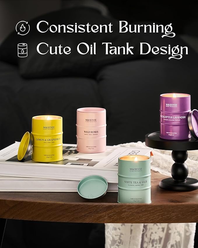 Spring Candles Set | Spring Scented Candles Gift Set | 4 Pack Candles for Home Scented Candle,Citrus Lemon Lavender Rose Sage Candle Bulk,Gift Set for Women and Men,Soy Wax 14 oz 86 Hour