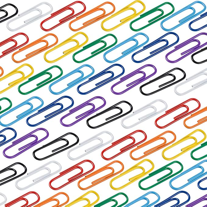 JAM PAPER Colorful Standard Paper Clips - Regular 1 Inch - Assorted Paperclips - 100 Clips per Color