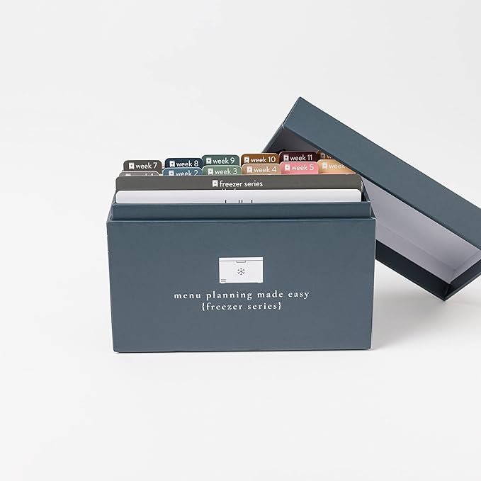 Meal Planner with 72 Recipe Cards (Freezer Menu) - Weekly Menu Planner | Sturdy Recipe Box | 12 Reusable Grocery Shopping Lists | 5 Blank Recipe Cards | Recipe Card Protector | Recipe Ideas