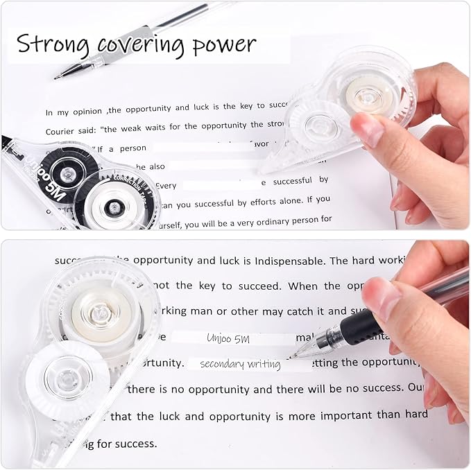 White Correction Tape Dispenser, Fast Clean and Easy to Use Tear-Resistant Tape, For school Supplies, Office (12pack, 5M/196, Tape Width 0.2in)