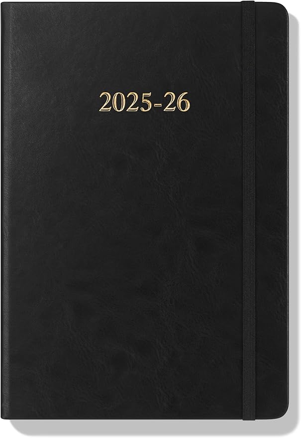 Wykeham's Executive 2025-26 Daily Journal Planner – Customization Available – Mid-Year Academic Diary (Black, 8.5"×5.5")